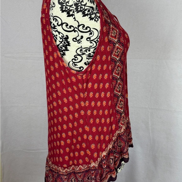 Patrons of Peace NWT size M  Boho Sexy Festival Red Patterned Sleeveless Blouse - Picture 6 of 10